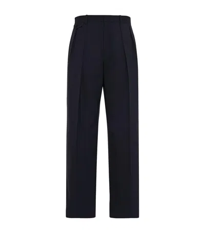 The Row Marcello Wool Straight Trousers In Blue