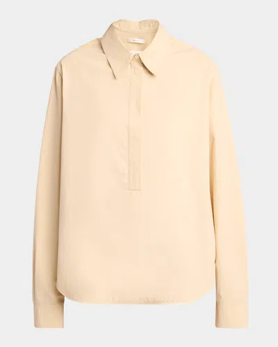 The Row Margan Cotton Collared Shirt In Neutral
