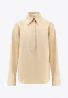 The Row Collared Long Sleeve Button Front Shirt In Neutral