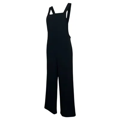 Pre-owned The Row Margaret Black Wool Overalls Size Xs Silk Lining Stretch Silver Hardware
