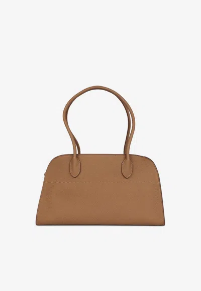 The Row Margaux 12 Shoulder Bag In Grained Leather In Brown