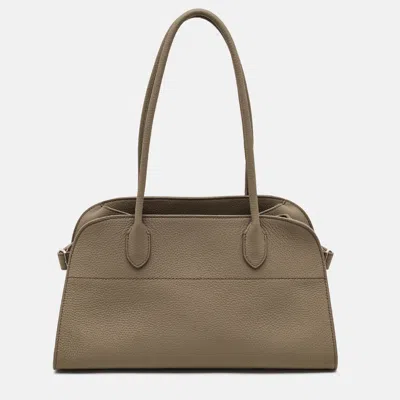 Pre-owned The Row Margaux 12 Taupe Leather Shoulder Bag In Beige