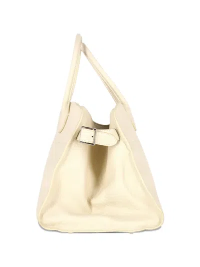 Pre-owned The Row Margaux 15 Side-buckle Tote Bag In White