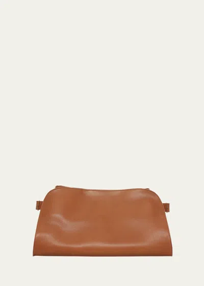 The Row Margaux East-west Clutch Bag In Saddle Leather In Brandy