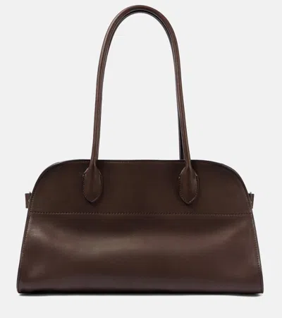 The Row Margaux Small Leather Tote Bag In Brown