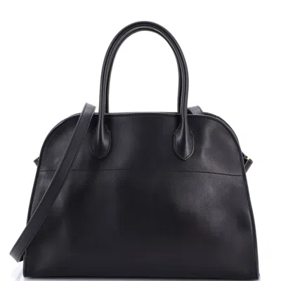 The Row Margaux Tote Leather 12 In Black