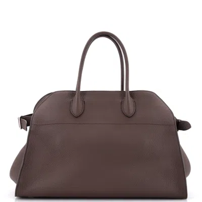 The Row Margaux Tote Leather 15 In Brown