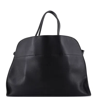 The Row Margaux Tote Leather 17 In Black