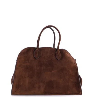 The Row Margaux Tote Suede 15 In Brown