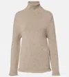 The Row Cashmere Turtleneck Sweater Seamless Design In Brown
