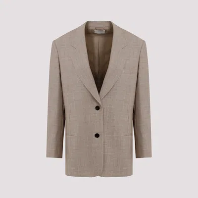 The Row Marina Oversized Wool Jacket In Taupe