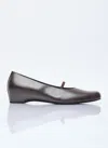 The Row Marion Leather Ballerina Loafers In Brown
