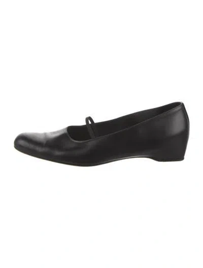 Pre-owned The Row Marion Leather Mary Jane Flats In Black