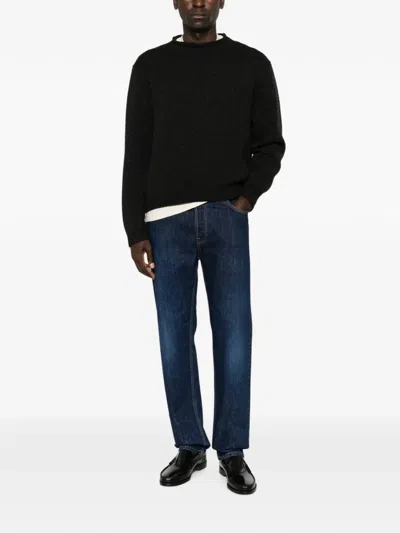 The Row Markhim Ribbed-knit Crew-neck Sweater In Black