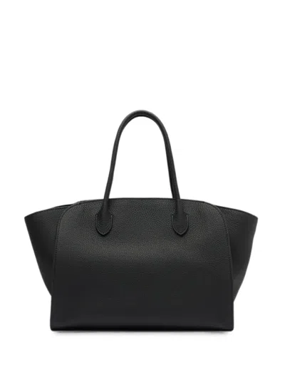 The Row Marlo 12 Hammered Leather Tote Bag In Black