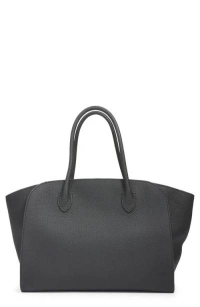 The Row Marlo 12 Grained Leather Tote In Black