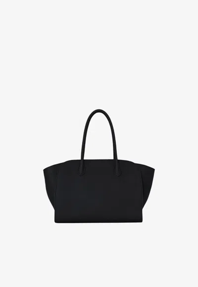 The Row Marlo 12 Hammered Leather Shoulder Bag In Black