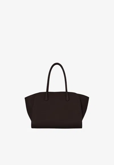 The Row Marlo 12 Hammered Leather Shoulder Bag In Brown