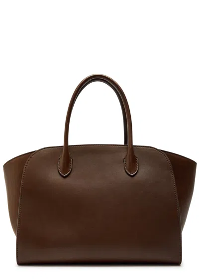 The Row Marlo 12 Leather Shoulder Bag In Brown