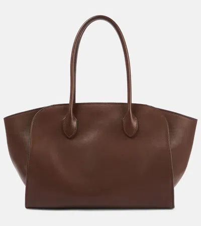 The Row Marlo 12 Leather Tote Bag In Brown