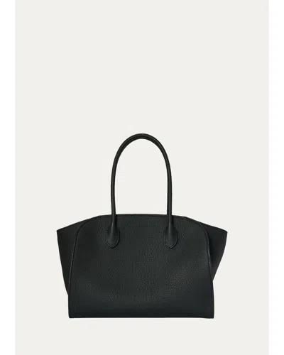 The Row Marlo 12 Tote Bag In Grain Leather In Black