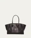 The Row Marlo 12 Tote Bag In Saddle Leather In Black