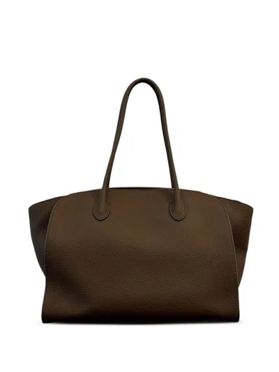 The Row Marlo 14 Leather Tote In Green