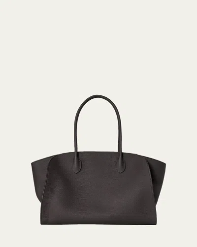 The Row Marlo 14 Tote Bag In Matte Leather In Walnut Shadow