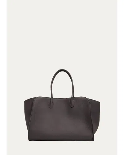 The Row Marlo 17 Tote Bag In Grain Leather In Walnut Shadow Ans
