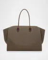 The Row Marlo 17 Tote Bag In Textured Canvas In Brown