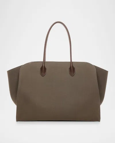 The Row Marlo 17 Tote Bag In Textured Canvas In Brown