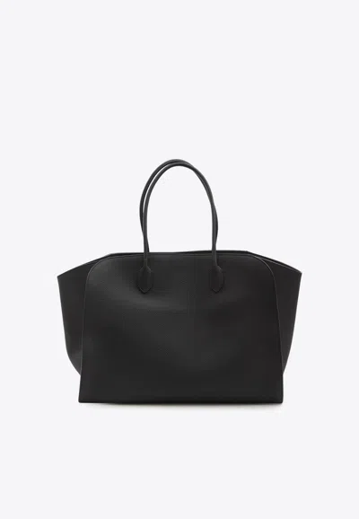 The Row Marlo Grained Leather Tote Bag In Black