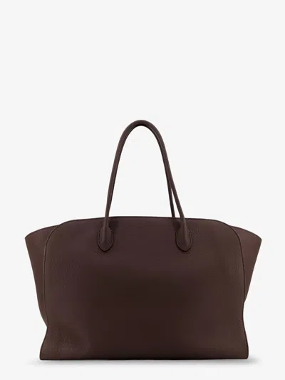 The Row Marlo Hammered Leather Shoulder Bag In Brown