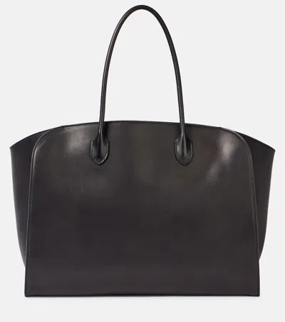 The Row Marlo Large Leather Tote Bag In Black