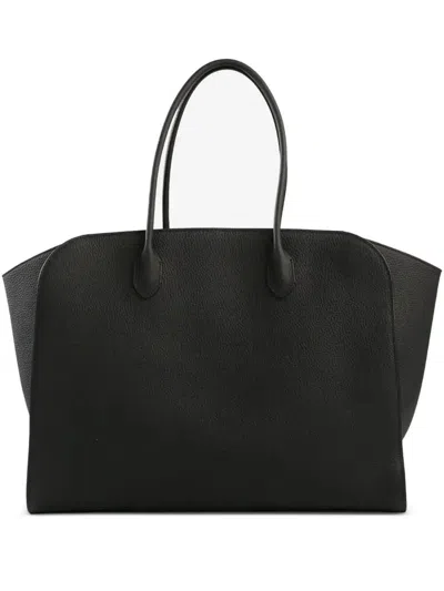 The Row Marlo Leather Tote Bag In Black