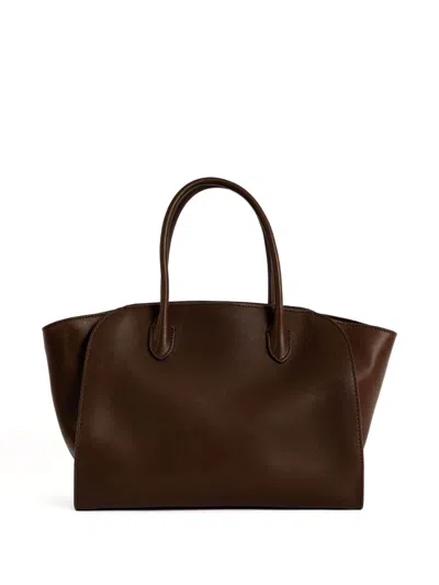 The Row Marlo Leather Tote Bag In Brown