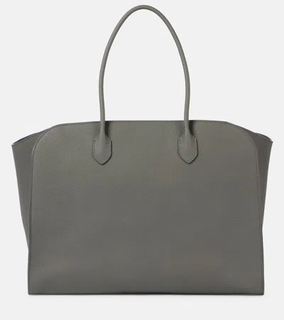 The Row Marlo Leather Tote Bag In Grey