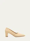 The Row Marta 65 Suede Pumps In Tan