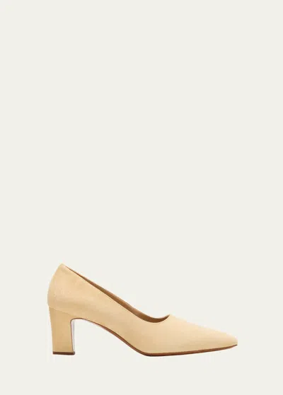 The Row Marta Suede Pumps In Tan