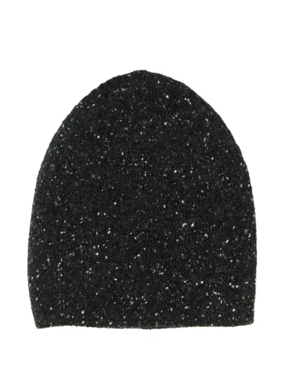 The Row Marvy Melange Beanie In Black