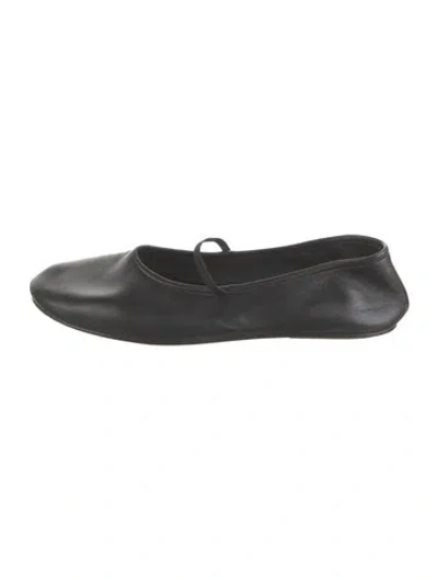 Pre-owned The Row Mary Jane Leather Ballet Flats In Black