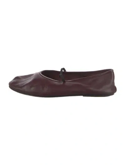 Pre-owned The Row Mary Jane Leather Ballet Flats In Burgundy