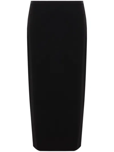 The Row Matias Viscose And Wool Midi Skirt In Black