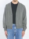 The Row V-neck Cardigan With Ribbed Trims And Long Sleeves In Gray