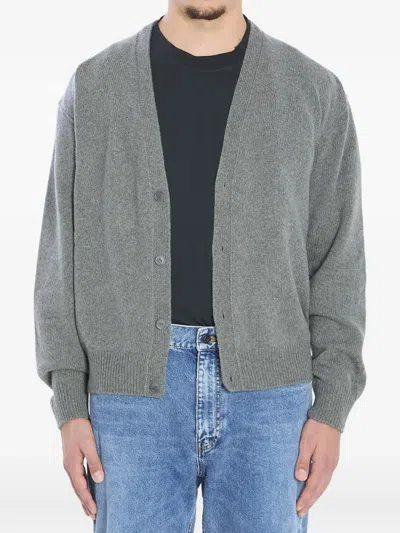 The Row Mats V-neck Ribbed Cardigan In Gray