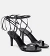 The Row Black Leather Sandals In Black