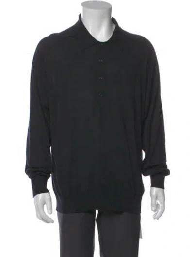 Pre-owned The Row Md152 Crew Neck Polo Sweater In Black