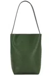 The Row Park Medium North-south Tote Bag In Saddle Leather In Moss