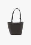 The Row Medium Park Stitch Grained Leather Tote Bag In Brown