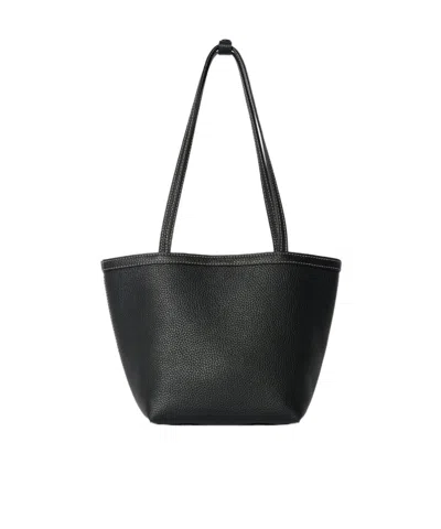 The Row Medium Park Tote Stitch Shoulder Bag In Black